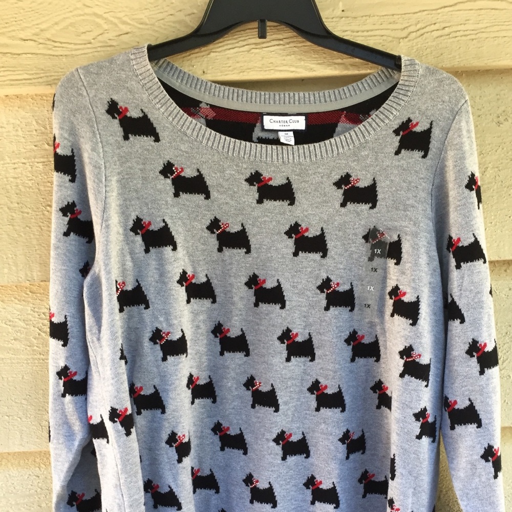 Holiday Sweater Scotty Dogs Charter Club Woman